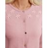 imageGRACE KARIN Womens Long Sleeve Knitted Cardigan Sweaters Crew Neck Button Up Fuzzy Flower Sweaters Fall OutfitsPink