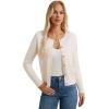 imageGRACE KARIN Womens Long Sleeve Knitted Cardigan Sweaters Crew Neck Button Up Fuzzy Flower Sweaters Fall OutfitsWhite