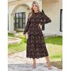 imageGRACE KARIN Womens Long Sleeve Maxi Dress Fall 2025 Chiffon Flowy Wedding Guest Dresses Floral Tiered Dress with PocketsBlack and Pink Floral