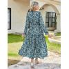 imageGRACE KARIN Womens Long Sleeve Maxi Dress Fall 2025 Chiffon Flowy Wedding Guest Dresses Floral Tiered Dress with PocketsBlue Green and Yellow Floral