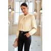 imageGRACE KARIN Womens Long Sleeve Satin BlouseMock Neck Work Silk ShirtsDressy Tops for Business Casual OfficeApricot