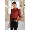 imageGRACE KARIN Womens Long Sleeve Satin BlouseMock Neck Work Silk ShirtsDressy Tops for Business Casual OfficeBrick Red