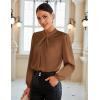 imageGRACE KARIN Womens Long Sleeve Satin BlouseMock Neck Work Silk ShirtsDressy Tops for Business Casual OfficeDark Brown