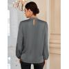 imageGRACE KARIN Womens Long Sleeve Satin BlouseMock Neck Work Silk ShirtsDressy Tops for Business Casual OfficeDark Gray