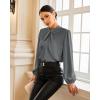 imageGRACE KARIN Womens Long Sleeve Satin BlouseMock Neck Work Silk ShirtsDressy Tops for Business Casual OfficeDark Gray