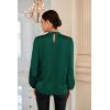 imageGRACE KARIN Womens Long Sleeve Satin BlouseMock Neck Work Silk ShirtsDressy Tops for Business Casual OfficeDark Green