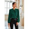 imageGRACE KARIN Womens Long Sleeve Satin BlouseMock Neck Work Silk ShirtsDressy Tops for Business Casual OfficeDark Green