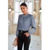imageGRACE KARIN Womens Long Sleeve Satin BlouseMock Neck Work Silk ShirtsDressy Tops for Business Casual OfficeGray