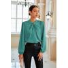 imageGRACE KARIN Womens Long Sleeve Satin BlouseMock Neck Work Silk ShirtsDressy Tops for Business Casual OfficeGray Green