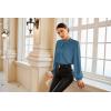 imageGRACE KARIN Womens Long Sleeve Satin BlouseMock Neck Work Silk ShirtsDressy Tops for Business Casual OfficeGrey Blue