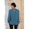 imageGRACE KARIN Womens Long Sleeve Satin BlouseMock Neck Work Silk ShirtsDressy Tops for Business Casual OfficeGrey Blue