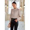 imageGRACE KARIN Womens Long Sleeve Satin BlouseMock Neck Work Silk ShirtsDressy Tops for Business Casual OfficeKhaki