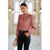 imageGRACE KARIN Womens Long Sleeve Satin BlouseMock Neck Work Silk ShirtsDressy Tops for Business Casual OfficeLight Pink