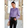 imageGRACE KARIN Womens Long Sleeve Satin BlouseMock Neck Work Silk ShirtsDressy Tops for Business Casual OfficeLight Purple