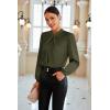 imageGRACE KARIN Womens Long Sleeve Satin BlouseMock Neck Work Silk ShirtsDressy Tops for Business Casual OfficeOlive Green