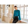 imageGRACE KARIN Womens Long Sleeve Satin BlouseMock Neck Work Silk ShirtsDressy Tops for Business Casual OfficePeacock Blue