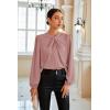 imageGRACE KARIN Womens Long Sleeve Satin BlouseMock Neck Work Silk ShirtsDressy Tops for Business Casual OfficePink