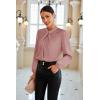 imageGRACE KARIN Womens Long Sleeve Satin BlouseMock Neck Work Silk ShirtsDressy Tops for Business Casual OfficePink