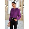 imageGRACE KARIN Womens Long Sleeve Satin BlouseMock Neck Work Silk ShirtsDressy Tops for Business Casual OfficePurple