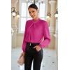 imageGRACE KARIN Womens Long Sleeve Satin BlouseMock Neck Work Silk ShirtsDressy Tops for Business Casual OfficeRose Red