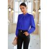 imageGRACE KARIN Womens Long Sleeve Satin BlouseMock Neck Work Silk ShirtsDressy Tops for Business Casual OfficeRoyal Blue