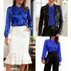 imageGRACE KARIN Womens Long Sleeve Satin BlouseMock Neck Work Silk ShirtsDressy Tops for Business Casual OfficeRoyal Blue