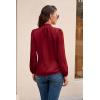 imageGRACE KARIN Womens Long Sleeve Satin BlouseMock Neck Work Silk ShirtsDressy Tops for Business Casual OfficeWine Red