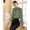 imageGRACE KARIN Womens Long Sleeve Satin BlouseMock Neck Work Silk ShirtsDressy Tops for Business Casual OfficeYellow Green