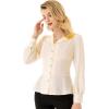 imageGRACE KARIN Womens Long Sleeve Tops Business Casual Dressy Button Down Peplum Blouses Fall Collared Work Elegant ShirtIvory