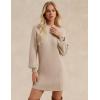 imageGRACE KARIN Womens Mock Neck Long Lantern Sleeve Sweater Dress 2025 Oversized Casual Knit Pullover Tunic DressApricot