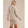 imageGRACE KARIN Womens Mock Neck Long Lantern Sleeve Sweater Dress 2025 Oversized Casual Knit Pullover Tunic DressApricot