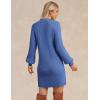 imageGRACE KARIN Womens Mock Neck Long Lantern Sleeve Sweater Dress 2025 Oversized Casual Knit Pullover Tunic DressBlue