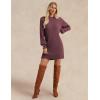 imageGRACE KARIN Womens Mock Neck Long Lantern Sleeve Sweater Dress 2025 Oversized Casual Knit Pullover Tunic DressBurgundy