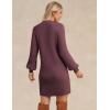 imageGRACE KARIN Womens Mock Neck Long Lantern Sleeve Sweater Dress 2025 Oversized Casual Knit Pullover Tunic DressBurgundy