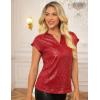 imageGRACE KARIN Womens Sequin Tops 2025 Cap Sleeve Sparkly Tops Glitter Party Dressy Blouses Fall V Neck Club Concert ShirtsRed