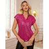 imageGRACE KARIN Womens Sequin Tops 2025 Cap Sleeve Sparkly Tops Glitter Party Dressy Blouses Fall V Neck Club Concert ShirtsRose Red