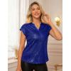 imageGRACE KARIN Womens Sequin Tops 2025 Cap Sleeve Sparkly Tops Glitter Party Dressy Blouses Fall V Neck Club Concert ShirtsRoyal Blue