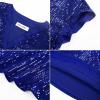 imageGRACE KARIN Womens Sequin Tops 2025 Cap Sleeve Sparkly Tops Glitter Party Dressy Blouses Fall V Neck Club Concert ShirtsRoyal Blue