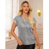 imageGRACE KARIN Womens Sequin Tops 2025 Cap Sleeve Sparkly Tops Glitter Party Dressy Blouses Fall V Neck Club Concert ShirtsSilver Grey