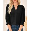 imageGRACE KARIN Womens Tops Dressy Casual 34 Lantern Sleeve Lace Trim V Neck Tunics Business Work Blouses Trendy Fashion 2025Black
