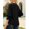imageGRACE KARIN Womens Tops Dressy Casual 34 Lantern Sleeve Lace Trim V Neck Tunics Business Work Blouses Trendy Fashion 2025Black