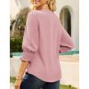 imageGRACE KARIN Womens Tops Dressy Casual 34 Lantern Sleeve Lace Trim V Neck Tunics Business Work Blouses Trendy Fashion 2025Pink