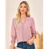 imageGRACE KARIN Womens Tops Dressy Casual 34 Lantern Sleeve Lace Trim V Neck Tunics Business Work Blouses Trendy Fashion 2025Pink