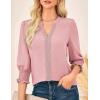 imageGRACE KARIN Womens Tops Dressy Casual 34 Lantern Sleeve Lace Trim V Neck Tunics Business Work Blouses Trendy Fashion 2025Pink