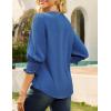 imageGRACE KARIN Womens Tops Dressy Casual 34 Lantern Sleeve Lace Trim V Neck Tunics Business Work Blouses Trendy Fashion 2025Steel Blue