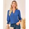 imageGRACE KARIN Womens Tops Dressy Casual 34 Lantern Sleeve Lace Trim V Neck Tunics Business Work Blouses Trendy Fashion 2025Steel Blue