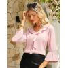 imageGRACE KARIN Womens V Neck Ruffle Tops 34 Sleeve Tops Business Casual Blouses Dressy Shirts Lace Patchwork ShirtsLight Pink