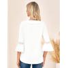imageGRACE KARIN Womens V Neck Ruffle Tops 34 Sleeve Tops Business Casual Blouses Dressy Shirts Lace Patchwork ShirtsWhite
