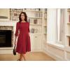 imageGRACE KARIN Work Dresses for Women 2025 34 Sleeve Fit and Flare Business Midi Dress Classy Office Dresses with PocketsRed