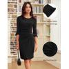 imageGRACE KARIN Work Dresses for Women 2025 34 Sleeve Sheath Business Dress Ruched Bodycon Office Cocktail DressBlack